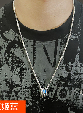 NS时尚简约钛钢双环项链潮男女钛钢项链嘻哈街情侣个性礼物刻字