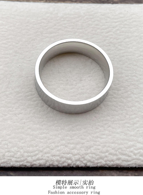 钛钢男士戒指简约平面光面个性指环潮男单身食指戒指尾戒免费刻字