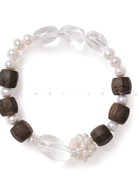 Zeroline白水晶奇楠沉香天然淡水珍珠手串