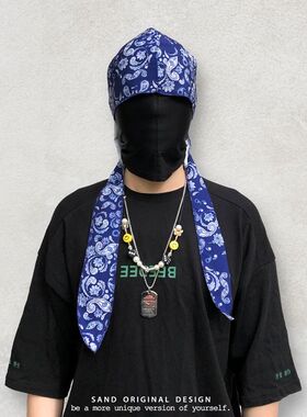 王一博头巾男腰果花方巾潮牌街头巾女包头帽嘻哈街舞说唱海盗帽男
