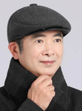 冬季老人帽子男款爷爷中老年人五十多岁爸爸帽鸭舌帽护耳保暖棉帽