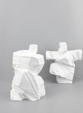 现代简约白色树脂太极人物雕塑摆件玄关书房电视柜样板房家居饰品