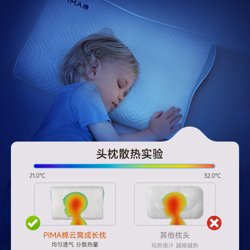 Pima棉儿童枕头6个月1-3-6岁以上四季通用婴儿宝宝分阶段成长枕 - 图0