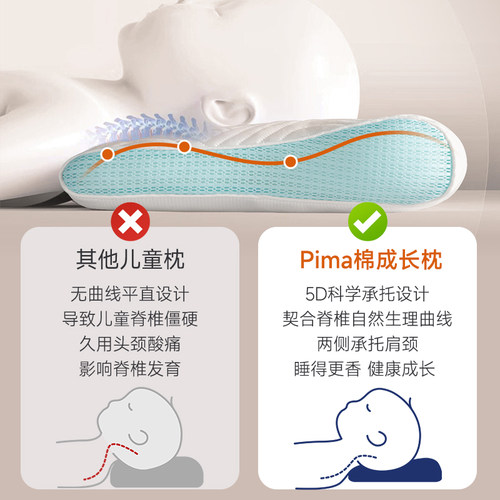 Pima棉儿童枕头6个月1-3-6岁以上四季通用婴儿宝宝分阶段成长枕 - 图2