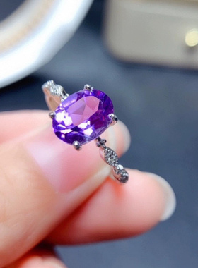 新款复古轻奢款小众设计紫色锆石