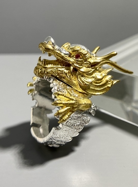 小众设计「龙首」戒指项链男士霸气个性二合一食指环活口龙爪