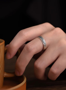 新款小众设计钱币龙戒指