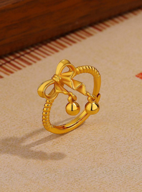 新款蝴蝶结麻花戒指女时尚新中式