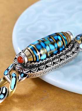 绿松石镶嵌银色配饰复古民族风