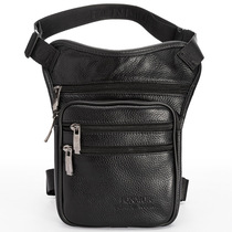 New mens leather leg bag outdoor sports headlayer ox leather purse Han version retro ride bag