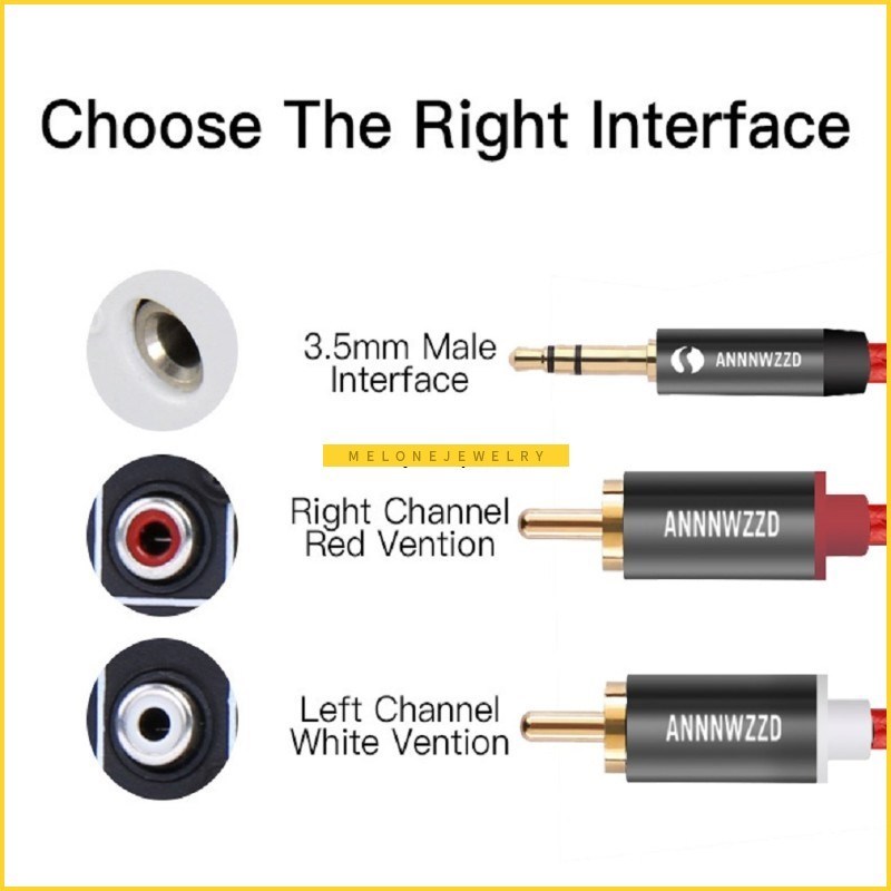 RCA Cable 3.5mm Jack to 2 RCA Aux Cable 3.5 mm to 2RCA Adapt - 图0