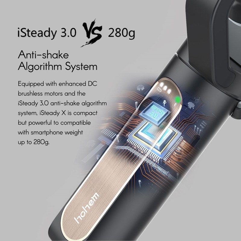 Hohem iSteady X Gimbal Smartphone Ultralight 3 Axis Palm Gi - 图1