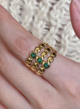 戒指女粗胖手大号埃及彩色仿天然石多层小众戒指埃及度假戒指