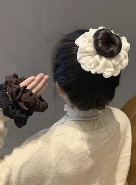 韩系泡泡纱大肠圈发圈头花网红女生扎头发法式复古发饰女皮筋头绳