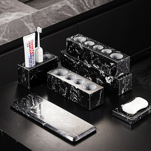 大理石浴室洗漱用品套件酒店风样板房卫生间洗手台乳液瓶香薰摆件 - 图2