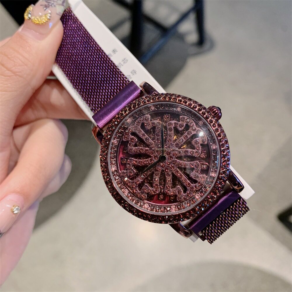 mashali 玛莎莉小邹菊花型时来运转磁表带时尚精美同款石英表