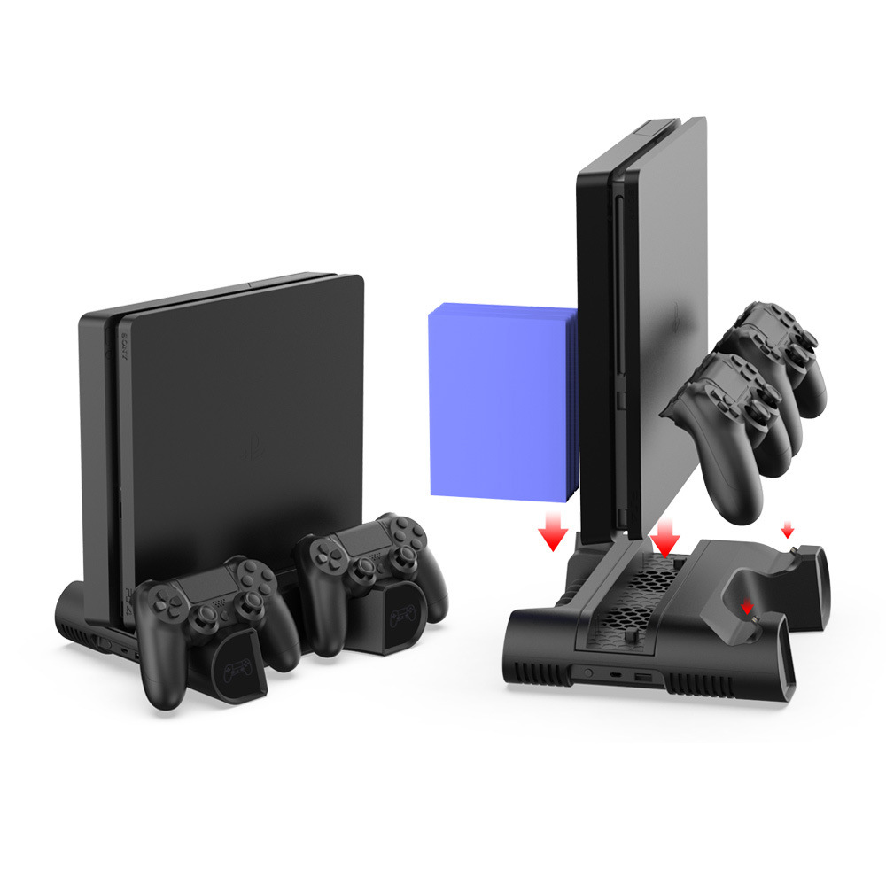 新PS4SLIMPRO多功能散热风扇底座收纳碟架手柄双充升级版品-图2