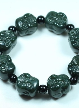 天然和田玉青玉男士手链