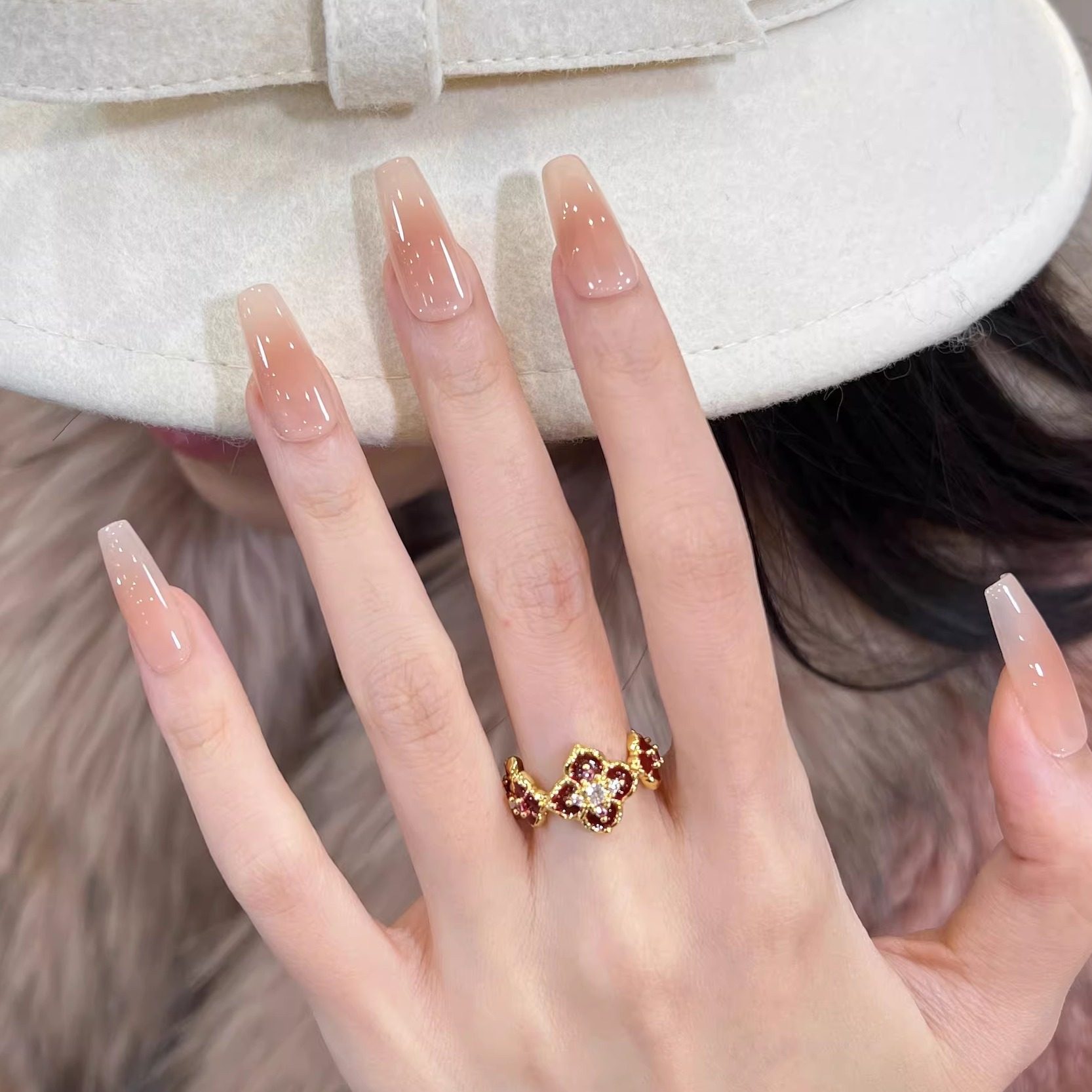 艺人冰透裸感简约高级感手工美甲穿戴甲甄嬛纯欲贵气显白指甲贴片,淘宝优惠券,粉丝福利购,淘宝优惠卷