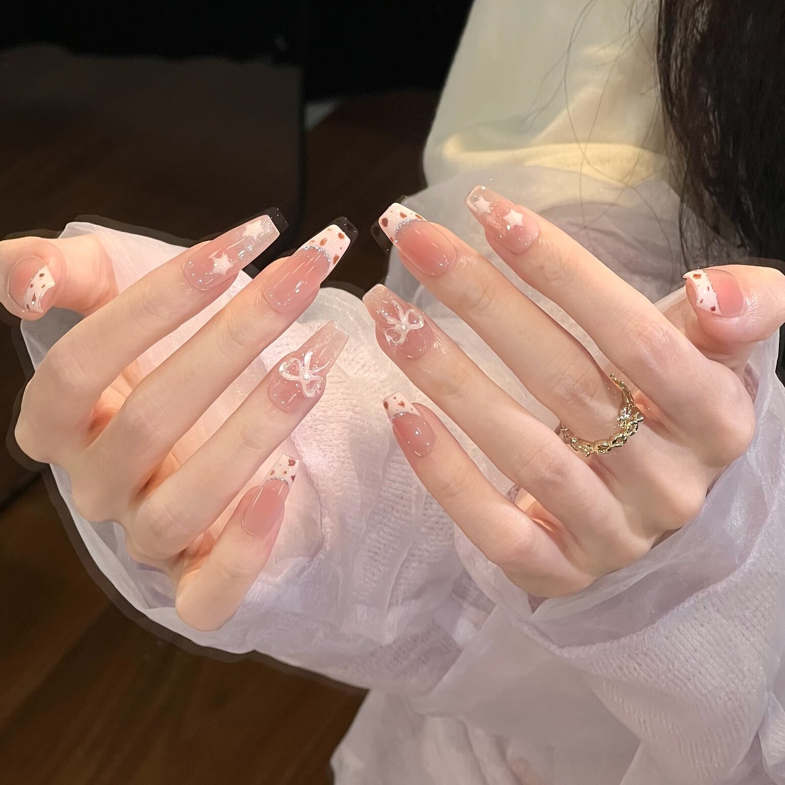 艺人法式豹纹立体蝴蝶结手工美甲穿戴甲椭圆2025新款显白美甲贴片,淘宝优惠券,粉丝福利购,淘宝优惠卷