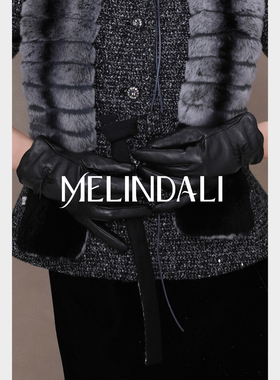 MELINDA LI【指尖优雅】法式绵羊皮加绒防风保暖蝴蝶结小羊皮手套