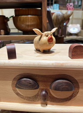【奇木舍】飞天猪 榉木 超可爱摆件