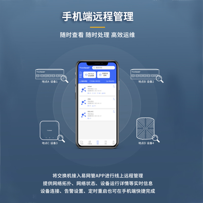 Todaair 百兆千兆多端口POE轻管理型交换机易网管实时远程监控端口监测企业级网络分线器