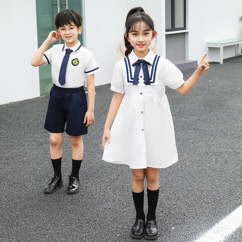 儿童表演服中小学生合唱服校服夏季短袖英伦学院风儿童班服毕业照