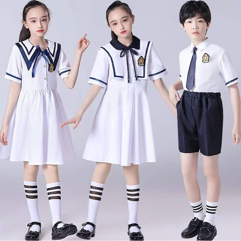 六一儿童合唱服英伦学院风儿童校服套装夏季毕业照服装小学生班服