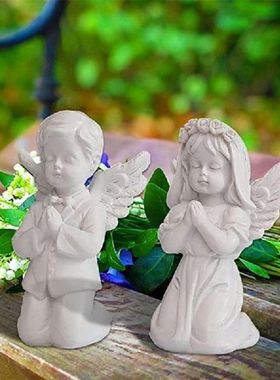 4Pcs Cute Angel Sculpture Resin Garden Statue Praying Angel