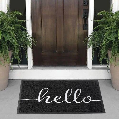 Black Entry Door Mat Front Door Welcome Carpet Modern - 图2