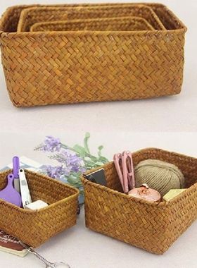 Seagrass Storage Basket, Multisize Handmade Rattan Shelf