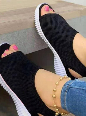 Summer Women Shoes 2021 Mesh Fish Platform Shoes Women&#