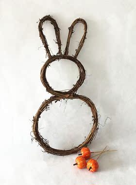 DIY Rattan Bunny Rabbit Wreath Garland Door Window Wall