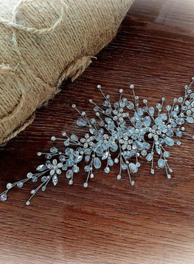 Retro Crystal Rhinestone Wedding Headband Silver Flower Hair