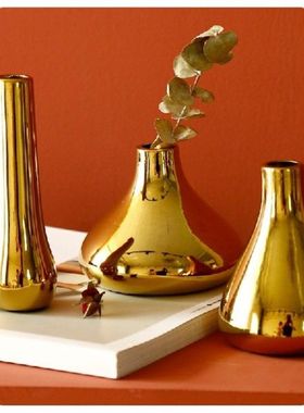 Nordic Home Office Desktop Decoration Luxury Vases Plated