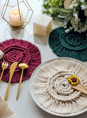 Household Pure Handmade Cotton Woven Nordic Lace Coaster