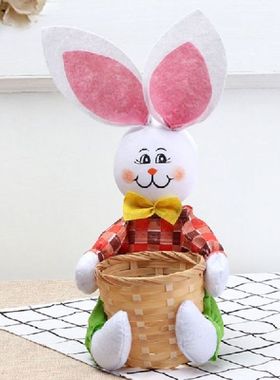 Cute Bunny Basket Easter Eggs Candy Gift Box Storage Rabbit