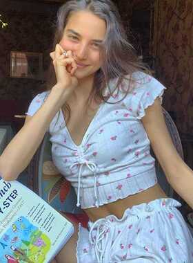 Summer Women	s Stringy Selvedge Floral Pajama Set