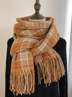 Winter New Plaid Female Cashmere Scarf Fashion Warm Students