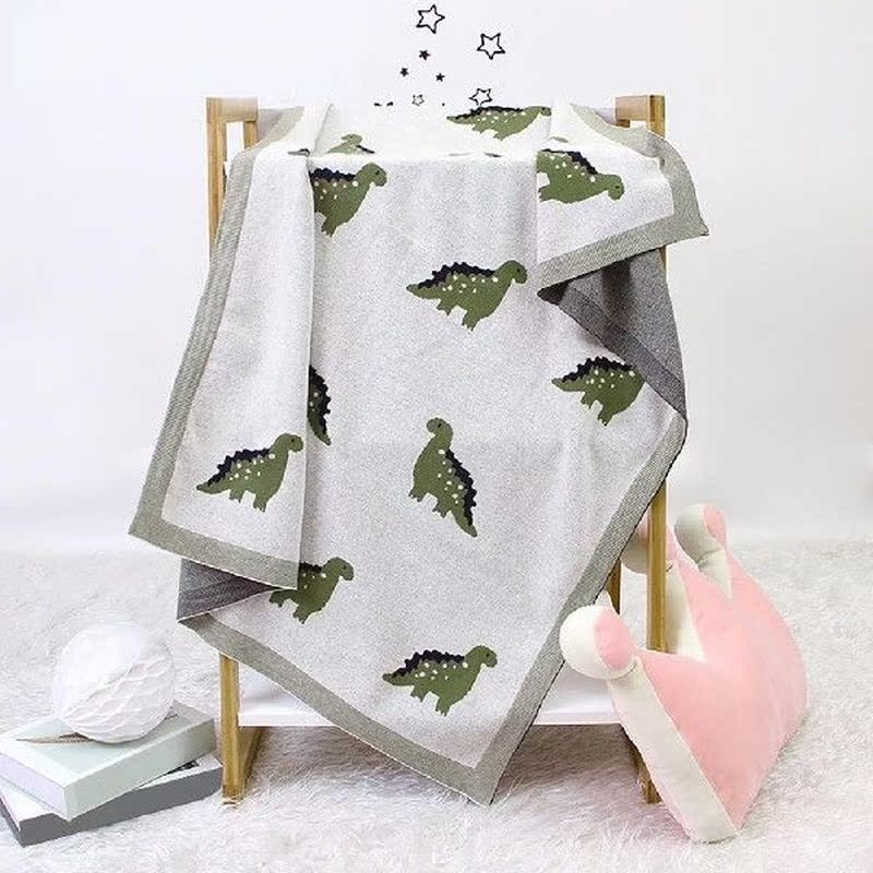 100x80cm Spring Autumn Cartoon Dinosaur Soft Knitted Baby - 图3