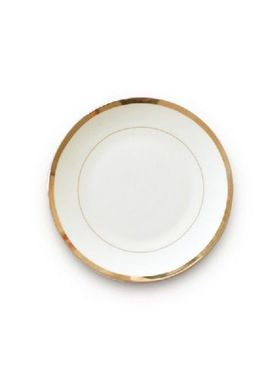 Ceramic Plate Dinner Tray Vajillas Circular White Gold Rim