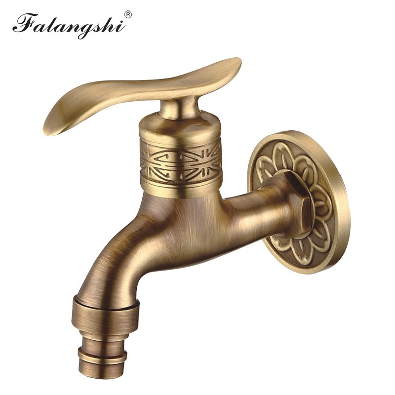 Antique Carved Bibcock Brass Faucet Decorative Outdoor Garde-图1