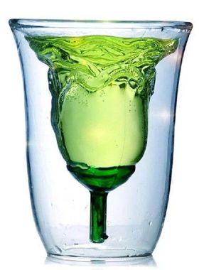 Rose Shape Double Wall Bilayer Wine Glass Cocktail Flip