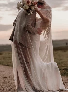 Welon Slubny New Arrival 3 Meters Long Pearls Bridal Veil On