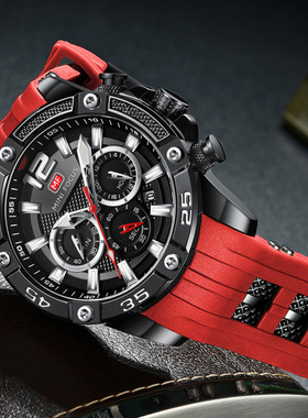 Men's business watch waterproof运动男防水石英表硅胶