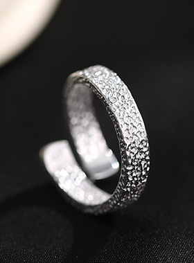 锤纹素圈戒指男女士款牌高级感食