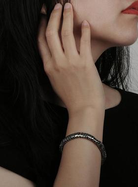 925镀银手链男士潮扭曲复古嘻哈