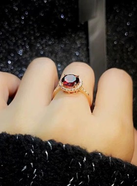 【红酒】日韩2克拉戒四爪简约百