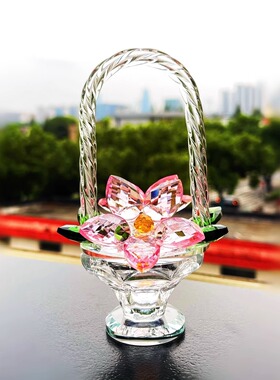 高颜值水晶小花篮家居桌面摆件工艺品装饰JJJJ